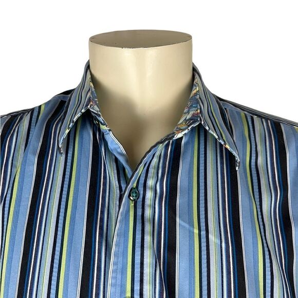 Like New Robert Graham L/S Casual Dress Shirt w/Colorful Vertical Stripes Sz XL - Picture 2 of 14